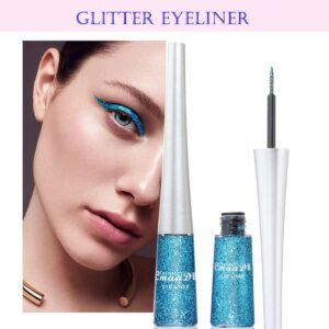 Aseawave 16 Colors Liquid Glitter Eyeliner Set, Metallic Shimmer Glitter Eyeshadow, Colorful Rainbow Eyeliner Long Lasting Waterproof Face Lips Art for Party Festival Makeup