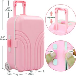 Windolls 18 Inch Doll Suitcase Travel Luggage Play Accessories - 18" Doll Clothes Accessories Travel Carrier Storage Set, Include Case, Doll Clothes, Hat, Sunglasses, Camera, Pillow, Toy Pet, etc