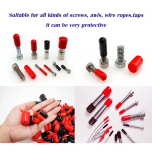 200 Pieces Rubber End Caps Assortment Kit Vinyl Flexible Bolt Screw Rubber Caps Thread Protector End Safety Cover Multi-Purpose,9 Sizes Form 2/25" to 4/5" (Red & Black)