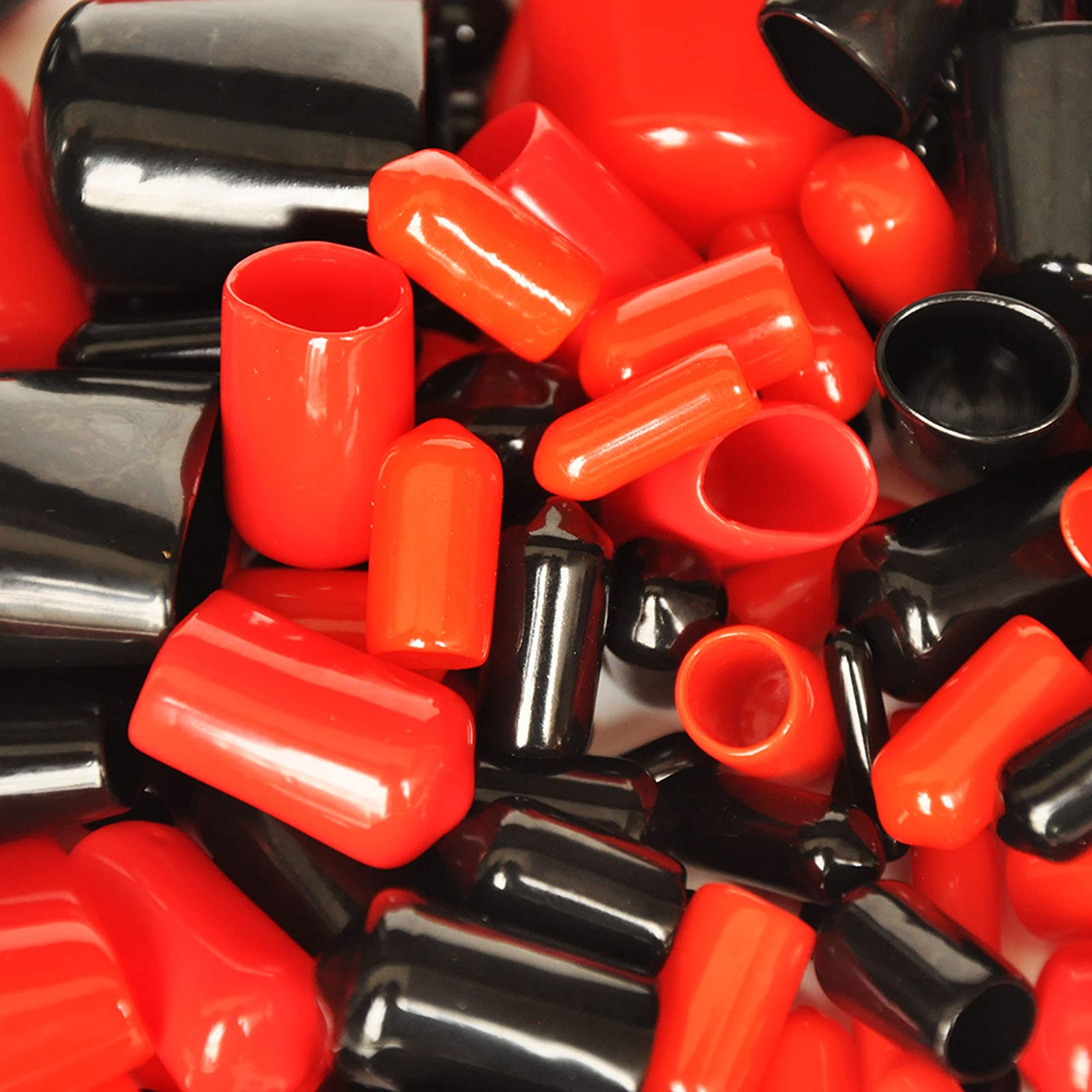 200 Pieces Rubber End Caps Assortment Kit Vinyl Flexible Bolt Screw Rubber Caps Thread Protector End Safety Cover Multi-Purpose,9 Sizes Form 2/25" to 4/5" (Red & Black)