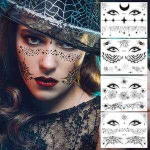 halloween 4sheet spider net temporary tattoo, day of the dead make up supplies, halloween party cosplay favor decorations for adult kids