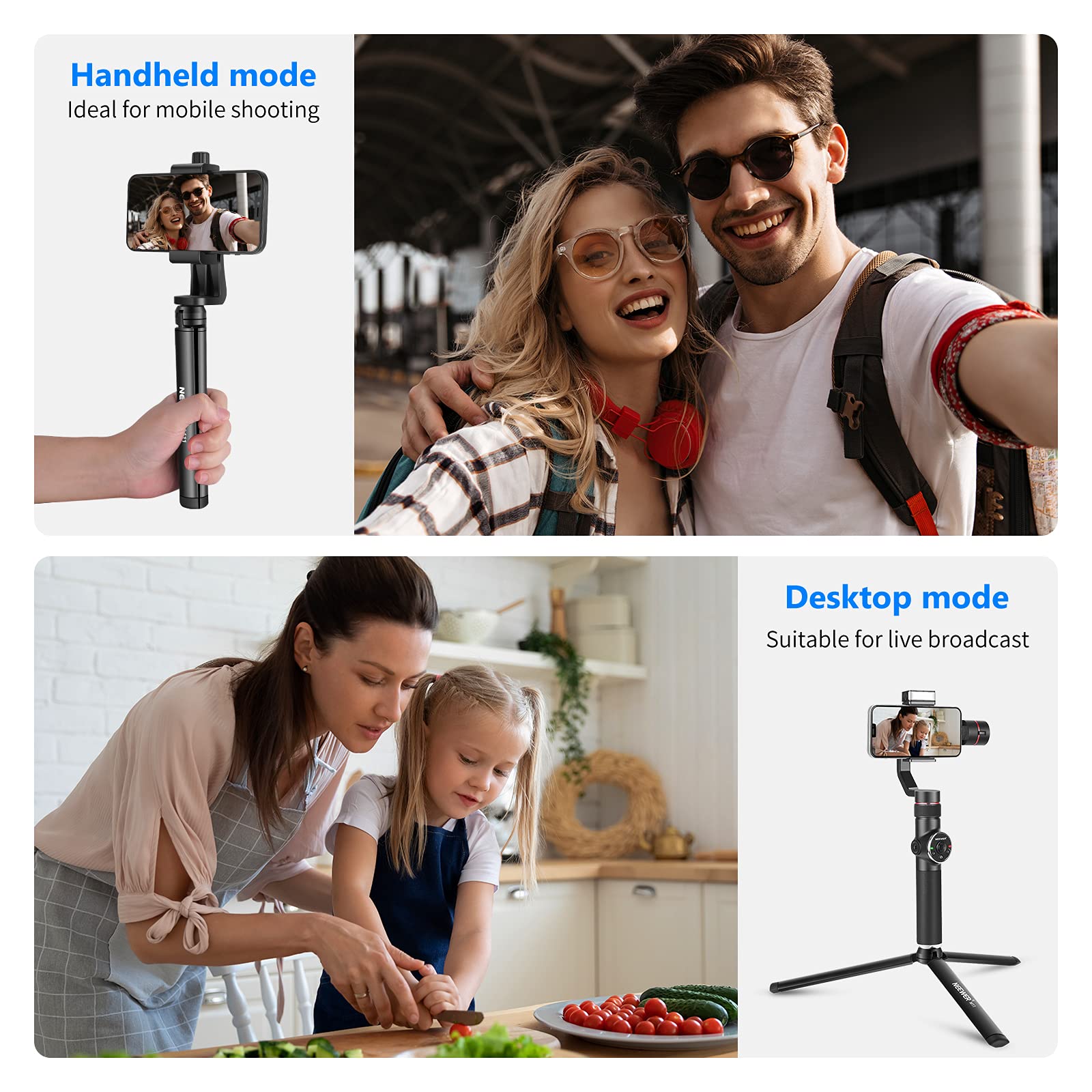 NEEWER Mini Metal Tripod, Table Stand, Desktop Compact Tripod Compatible with Crane M2, Smooth Q2, Gimbal Grip Stabilizer and All Cameras
