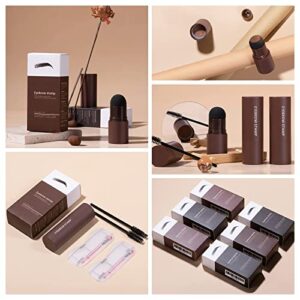 Eye-Brow Stamp Stencil Kit, Waterproof Brow Stamp Shaping Kit Eyebrow Definer, Eyebrow Filling Powder Stamp, Women Makeup Tools with 10 Reusable Eyebrow Stencils, 2 Eyebrow Brushes (Dark Brown)