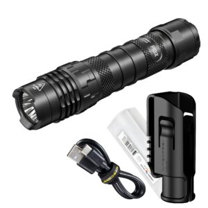 nitecore p10ix tactical flashlight floodlight, 4000 lumen led usb-c rechargeable super bright compact with lumentac organizer