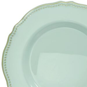 " OCCASIONS " 40 Plates Pack, Premium Disposable Wedding Party Plastic Trays 17.5'' x 6.5'' (Trays Rochelle Rochelle Seafoam/Mint & Gold)