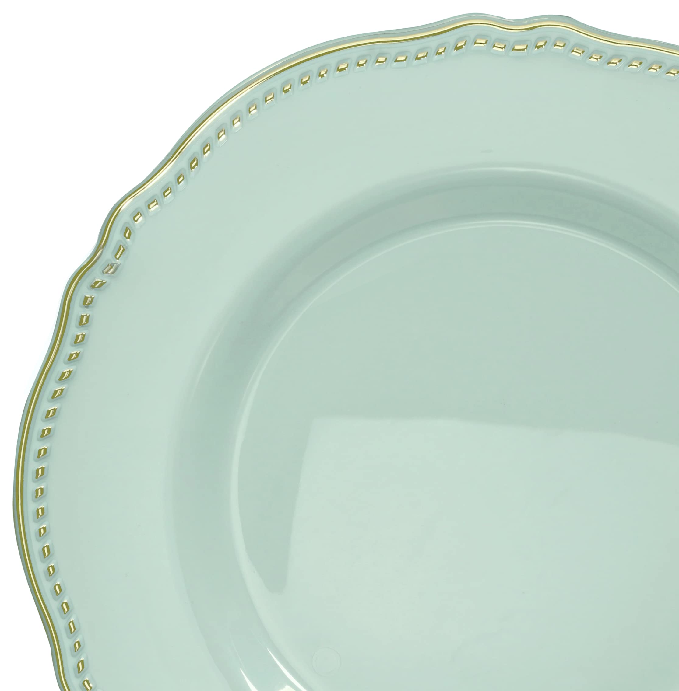 " OCCASIONS " 40 Plates Pack, Premium Disposable Wedding Party Plastic Trays 17.5'' x 6.5'' (Trays Rochelle Rochelle Seafoam/Mint & Gold)