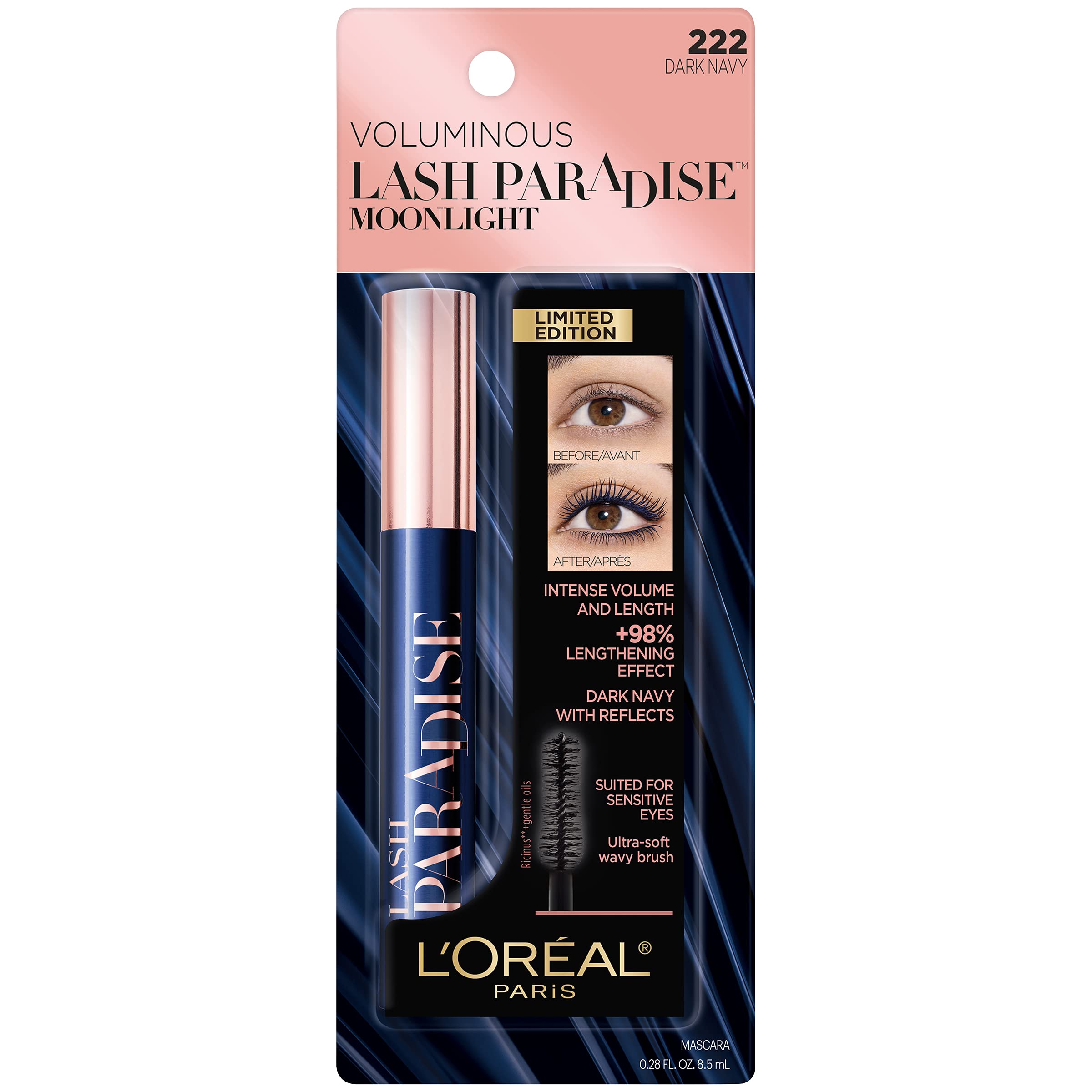 L'Oreal Paris Voluminous Makeup Lash Paradise Moonlight Mascara, voluptuous volume and intense length Mascara, Limited Edition, Dark Navy, 0.2 fl oz