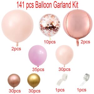 Balloon Arch Kit 141pcs Balloon Garland Kit Latex Balloons (Rose Gold)