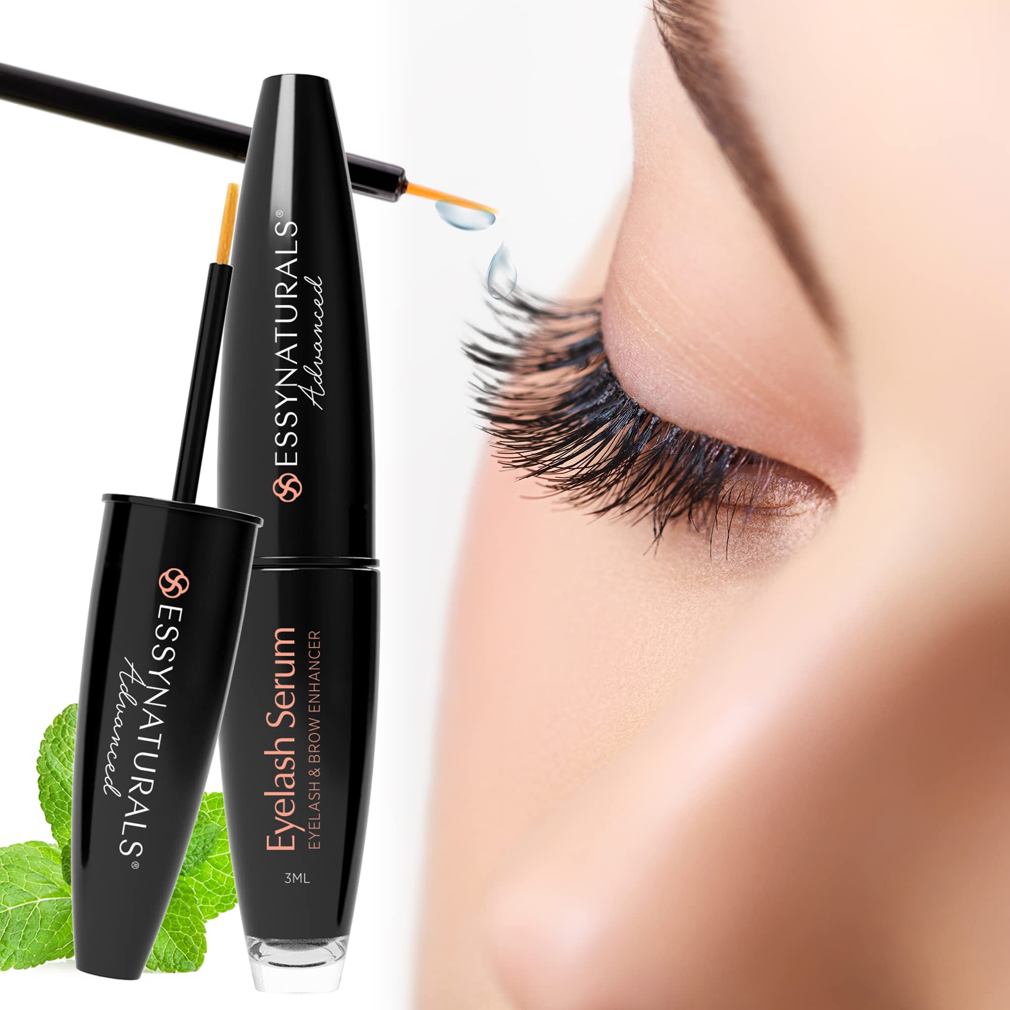 Essynaturals Premium Eyelash Growth Serum for Longer, Fuller, Thicker Lashes