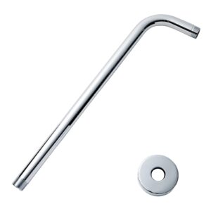 Built Industrial Shower Head Arm Extension with Flange, 15 Inch Wall Mounted Extension Arm for Rainfall Shower Head (Silver Chrome)