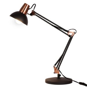 firvre metal desk lamp adjustable goose neck architect table lamp sandy black tall reading light swing arm desk lamp with clamp eye-caring for bedroom bedside study home office library workplace