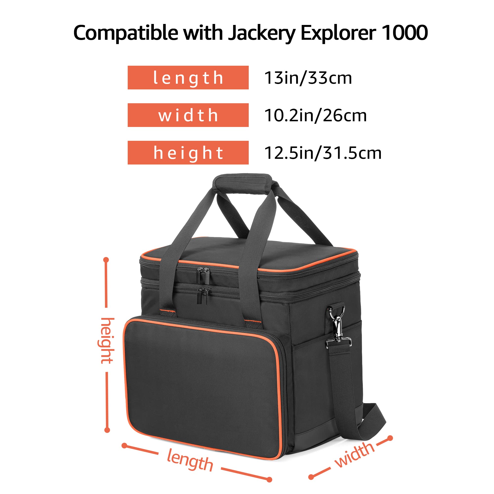 Trunab Double-Layer Carrying Case Compatible with Jackery Portable Power Station Explorer 1000, Battery Case with Waterproof Bottom and Upper Compartment for Charging Accessories