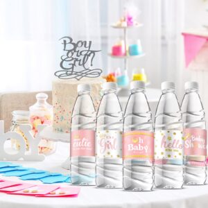 39 Pieces Baby Shower Water Bottle Labels Shower Water Bottle Stickers Wrappers Waterproof Baby Shower Labels for Baby Shower Party Decoration (Pink, Girl Style)