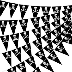 tatuo 90 pcs pirate banner pirate birthday party decorations pirate skull pennant flags pirate ship triangle banner decor for pirate party celebration decor