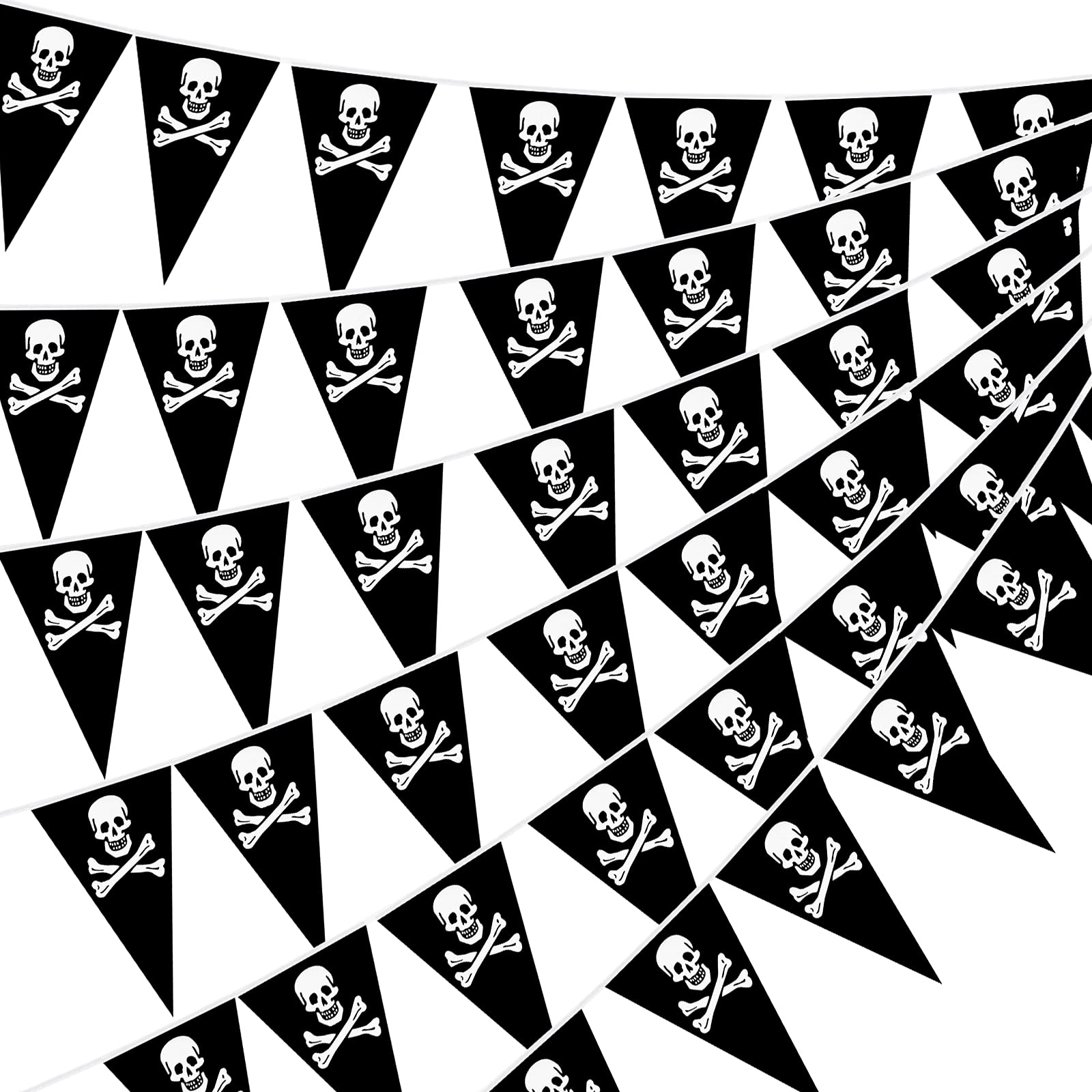 Tatuo 90 Pcs Pirate Banner Pirate Birthday Party Decorations Pirate Skull Pennant Flags Pirate Ship Triangle Banner Decor for Pirate Party Celebration Decor