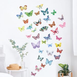 aowdiao watercolor butterfly peel and stick wall decals for girls bedroom nursery room decor
