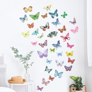 AOWDIAO Watercolor Butterfly Peel and Stick Wall Decals for Girls Bedroom Nursery Room Decor