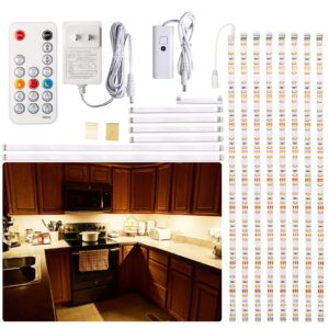wobane under cabinet lighting, 8pcs led strip lights with remote and 24w adapter, ultra bright 240-led tape light for kitchen,counter,shelf,tv back 2700k warm white,dimmable,timing,memory function
