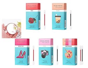 20 pcs box tattoo lipstick cigarette cotton swab, disposable portable lasting lip gloss lipstick, durable waterproof liquid non-stick lipstick, lip tint stick for girl women(classic-strawberry red)