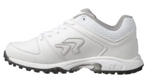 ringor - women's flite turf softball shoe (7.0 - white/silver)