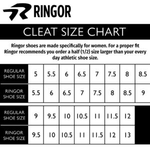 Ringor - Women's Flite Molded Pitching Softball Cleats (7.5 - White/Silver)