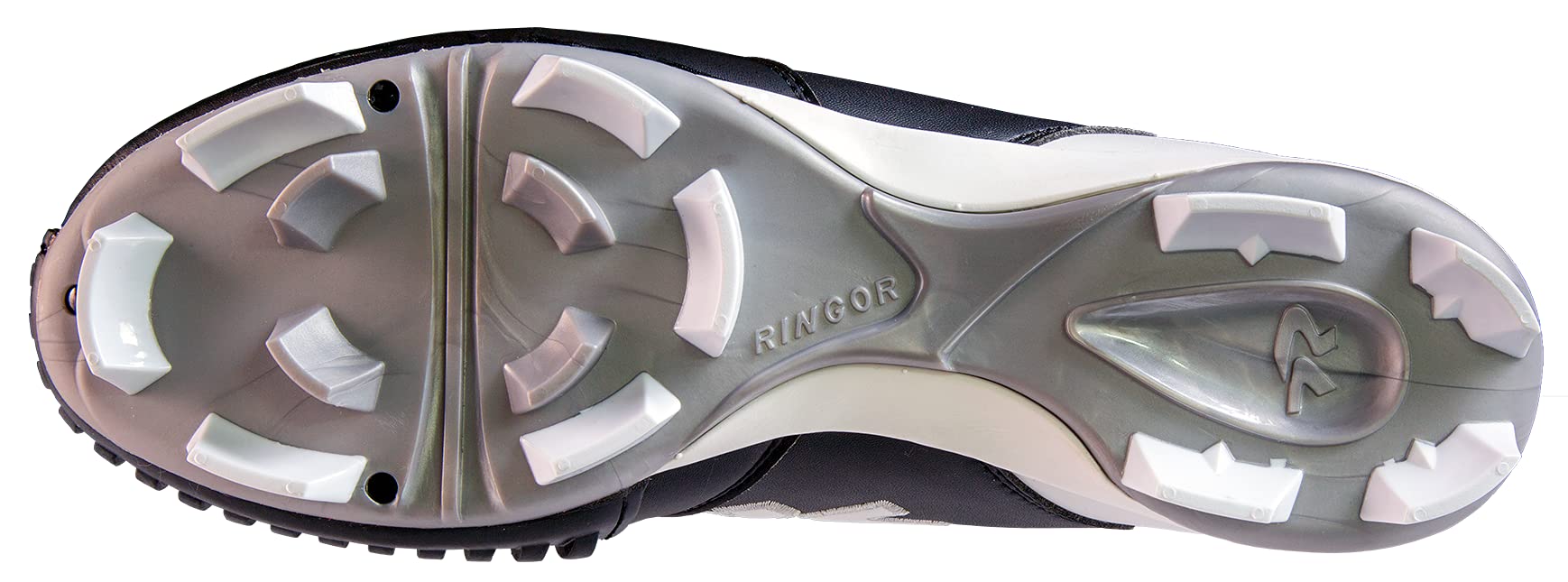 Ringor - Women's Flite Molded Pitching Softball Cleats (7.5 - White/Silver)