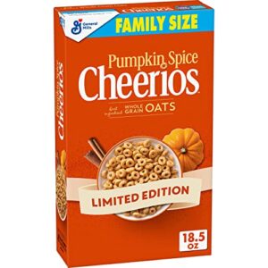 pumpkin spice cheerios, breakfast cereal, family size, 18.5 oz