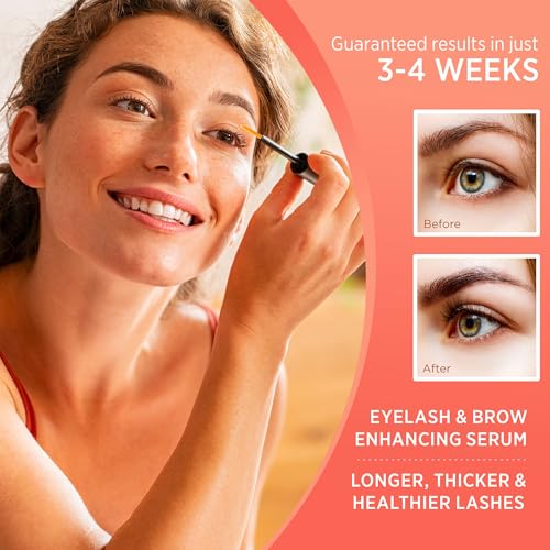 Natural Vine Eyelash and Brow Growth Serum, Irritation Free Formula, Guaranteed Results in 3-4 Weeks for Longer, Thicker, and Fuller Eyelashes