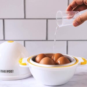 EGG POD by Emson Microwave Hardboiled Egg Maker, Cooker, Boiler & Steamer, 4 Perfectly-Cooked Hard boiled Eggs in Under 9 minutes, Dishwasher Safe, Airtight and Warp Proof As Seen On TV Set of 2…