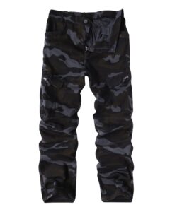 aptro men's cargo pants camo casual work military tactical pants black camo 34