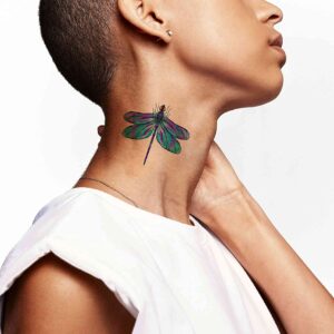 Dopetattoo 6 Sheets Temporary Tattoo Dragonfly Tattoo Fake Tattoos Neck Arm Chest for Women Men Adults