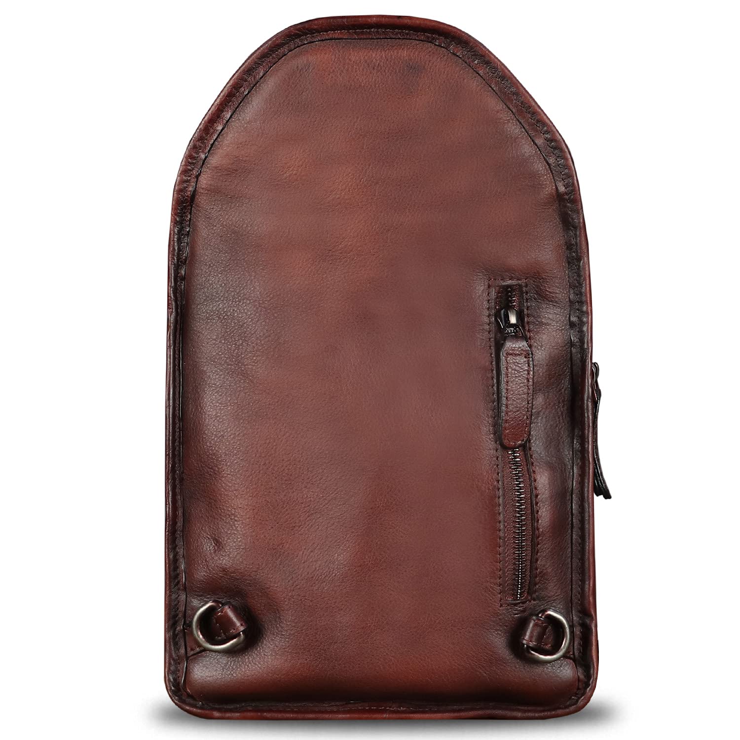 IVTG Genuine Leather Sling Bag for Men Vintage Crossbody Hiking Shoulder Bag Backpack Retro Cowhide Handmade Casual Daypack Purse Fanny Bag (Coffee)