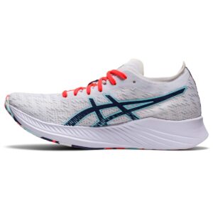 asics women's magic speed™ running shoes, 10, white/thunder blue