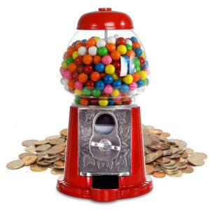 gumball machine for kids 9" - candy dispenser machine - coin operated double bubble bubble gum machine and toy bank - mini gumball machine holiday christmas gift toys for girls and boys