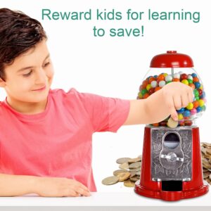 Gumball Machine For Kids 9" - Candy Dispenser Machine - Coin Operated Double Bubble Bubble Gum Machine And Toy Bank - Mini Gumball Machine Holiday Christmas Gift Toys For Girls and Boys