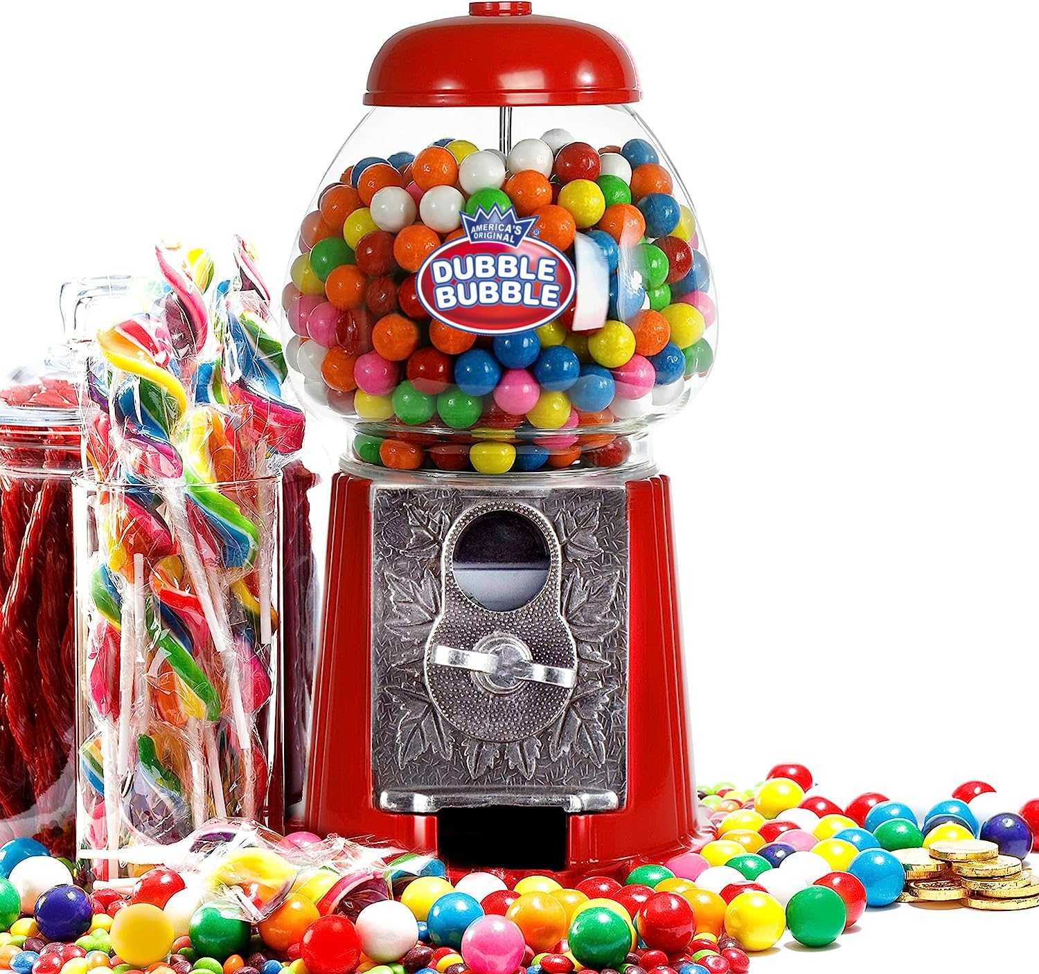 Gumball Machine For Kids 9" - Candy Dispenser Machine - Coin Operated Double Bubble Bubble Gum Machine And Toy Bank - Mini Gumball Machine Holiday Christmas Gift Toys For Girls and Boys