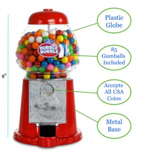Gumball Machine For Kids 9" - Candy Dispenser Machine - Coin Operated Double Bubble Bubble Gum Machine And Toy Bank - Mini Gumball Machine Holiday Christmas Gift Toys For Girls and Boys