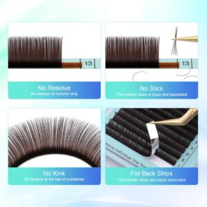 NAGARAKU Eyelash Extensions Dark Brown Color 0.15mm C curl 7-15mm Mix Tray Individual Lashes Classic Faux Mink Volume 20 rows Soft Light