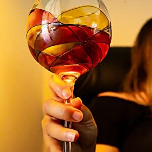 Antoni Barcelona Wine Glass Large Stem 21oz - EXCLUSIVE BOX - Handblown & Handmade, Handpainted Glasses Drinkware Essentials Wine Glassware Unique Gifts Ideas Women Men Birthday Wedding (Red, Set 2)