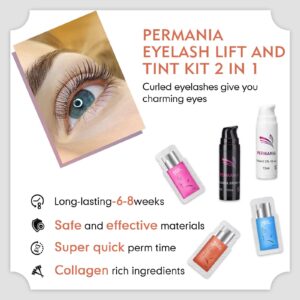 PERMANIA Lash Lift with Black Color Kit, Quick Eyelash & Brow Lamination 15 Mins Coloring Natural Black Result in Lash Enhancers & Primers