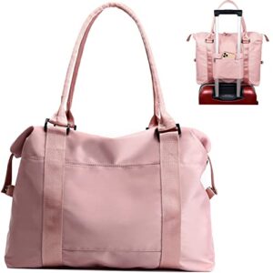 jsahah women travel tote bags airplane bag with trolley sleeve carry on bag pink