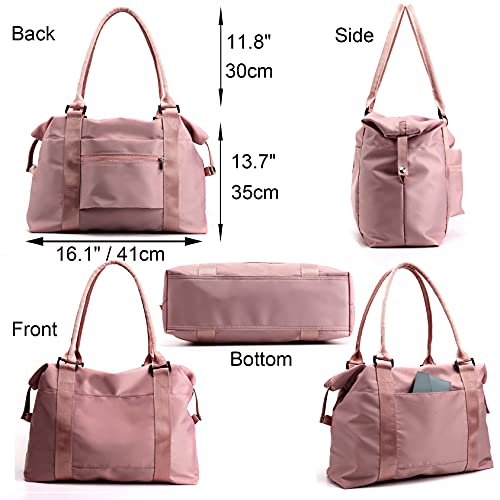 JSAHAH Women Travel Tote Bags Airplane Bag with Trolley Sleeve Carry On Bag Pink