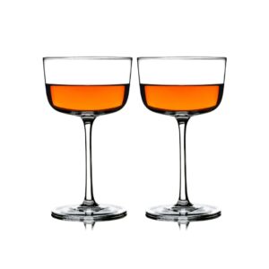 greenline goods coupe wine glasses - 6.8 oz modern kitchen glassware set - stemmed tall coupe drinkware for weddings or modern bar