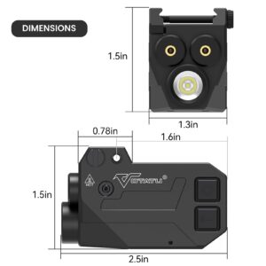 Votatu H1L-GR Shockproof Pistol Laser Light Combo, 750 Lumen Green Laser Light Combo for Pistol, Red Green for Handgun Picatinny Mount, Magnetic Rechargeable Laser Light