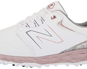 New Balance Women's Fresh Foam Link SL v2 Golf Shoe, White/Rose Gold, 7.5