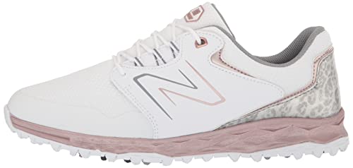 New Balance Women's Fresh Foam Link SL v2 Golf Shoe, White/Rose Gold, 7.5