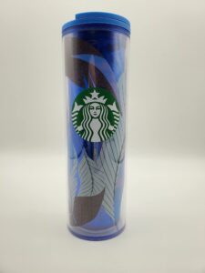 starbucks father's day blue feather double-walled 16oz plastic tumbler 2021