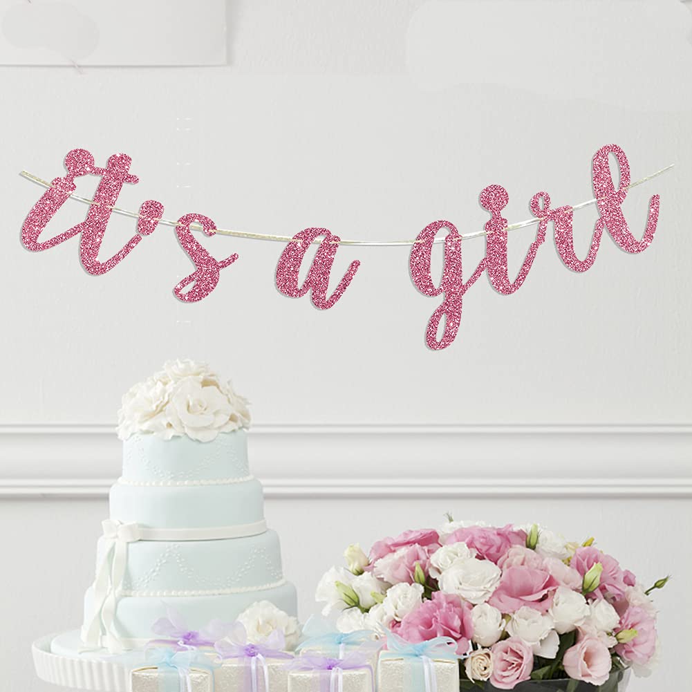 It's A Girl Banner Pink Glitter Baby Girl Baby Shower Party Pregnant AF Baby 1st Birthday Party Decorations Party Supplies