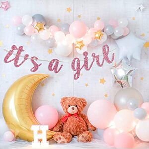 It's A Girl Banner Pink Glitter Baby Girl Baby Shower Party Pregnant AF Baby 1st Birthday Party Decorations Party Supplies