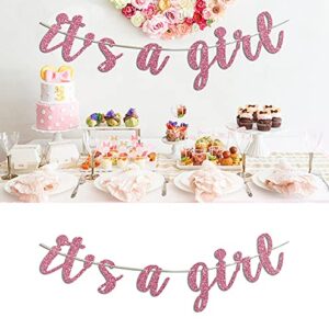 It's A Girl Banner Pink Glitter Baby Girl Baby Shower Party Pregnant AF Baby 1st Birthday Party Decorations Party Supplies